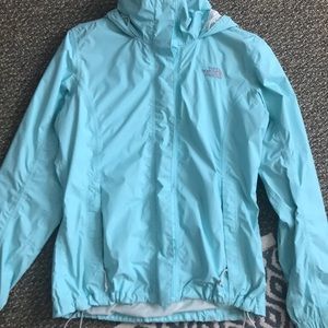 Light blue north face rain jacket